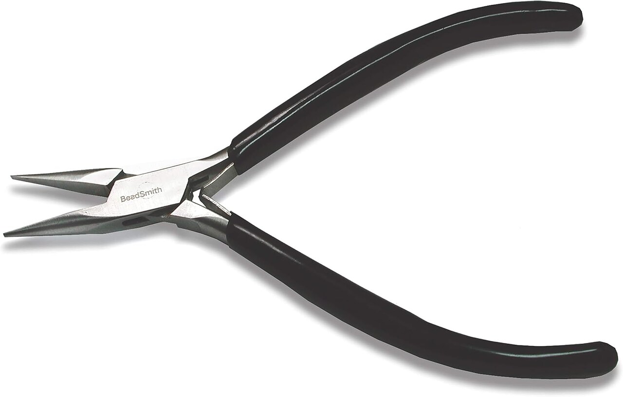 The Beadsmith Chain Nose Pliers – Extra Fine Tips – PVC Grip Handle with Double Leaf Springs – Jewelry Making Tool for Creating Bracelets, Earrings and Necklaces